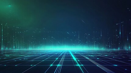 Futuristic digital landscape with glowing lines and particles, creating a high-tech vibe for sci-fi or virtual themes.