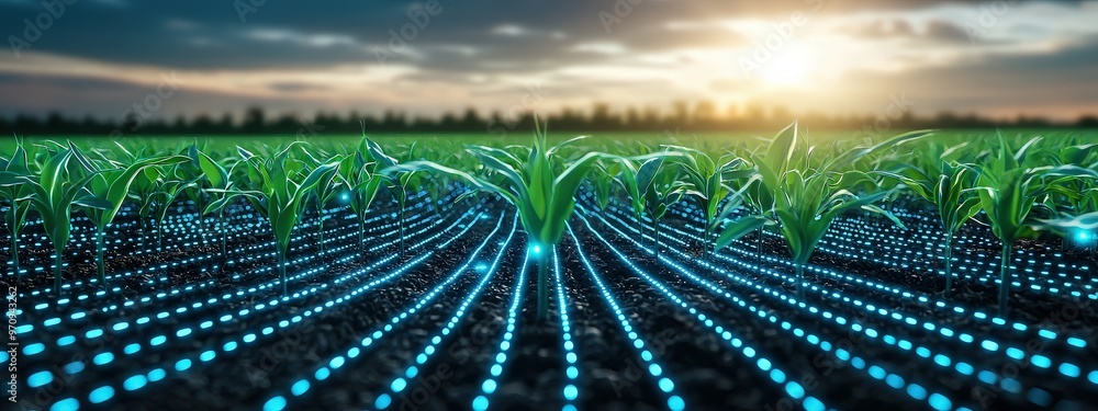 Poster ai-driven systems predicting weather patterns and advising on crop management