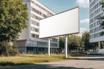 Modern blank billboard displayed in a city street setting, ideal for advertisement space, marketing campaigns, or business promotions. Created with AI