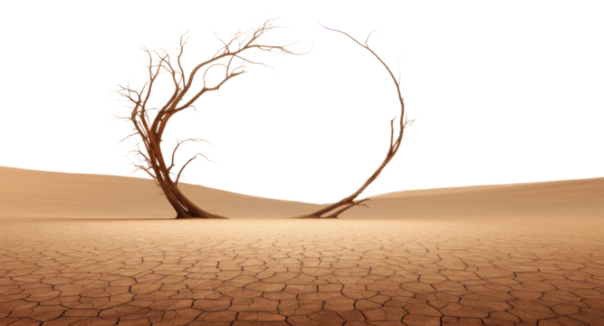 PNG Dramatic empty scene of arid land or drought soil with old tress outdoors desert nature.