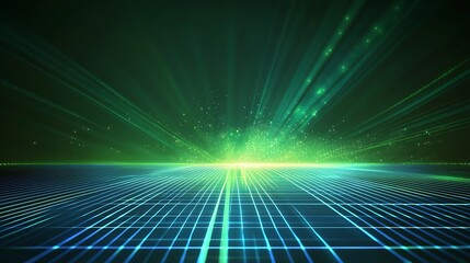 Stunning abstract background showcasing vibrant laser beams and glowing grids, perfect for tech and futuristic themes.