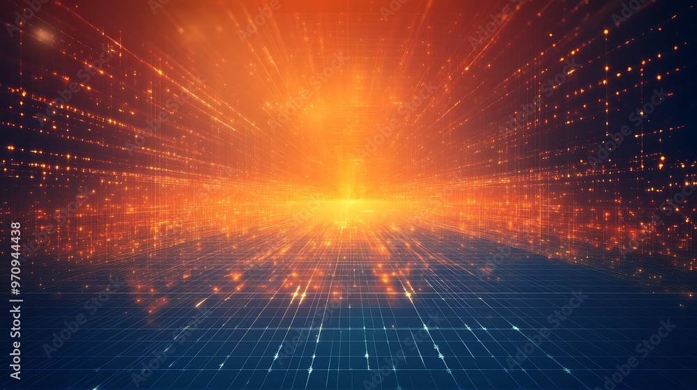 Poster vibrant abstract background featuring glowing particles in a dynamic layout, perfect for technology 