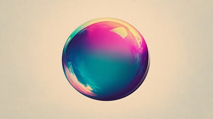 A vibrant iridescent sphere on a beige background