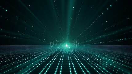 Vibrant abstract background with glowing lines and dots, creating a sense of depth and motion in a digital space.