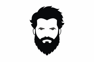 bearded man face vector silhouette white background  