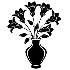   freesia flowers  in glass modern vase on white background