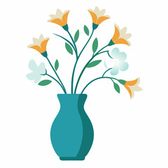   freesia flowers  in glass modern vase on white background