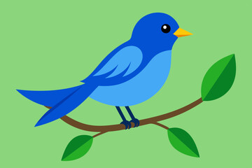 blue bird on branch vector illustration 