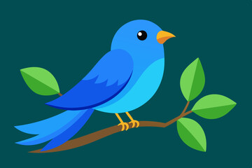 blue bird on a branch vector illustration 