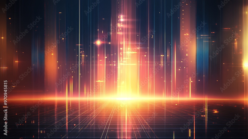 Poster vibrant light rays create a futuristic atmosphere with glowing lines and particles, perfect for elec