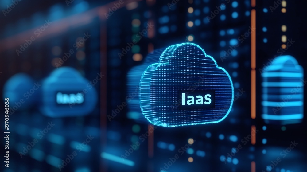 Aufkleber a digital representation of cloud computing technology showcasing iaas. perfect for tech-focused con