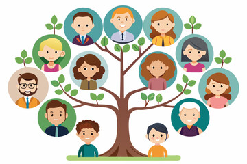 Human Faces, Family Tree vector illustration 