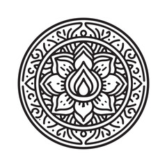 Rangoli Mandala silhouette on white background