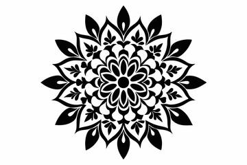 Floral Mandala Stencil Template Vector Silhouette