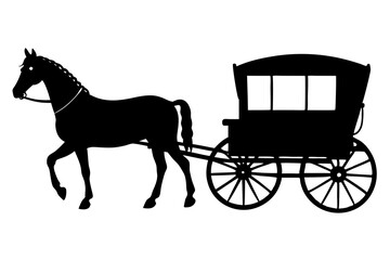 Horse carriage  vector silhouette isolated in white background