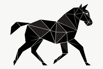 Colorful polygonal horse on white background. Vector illustration.
