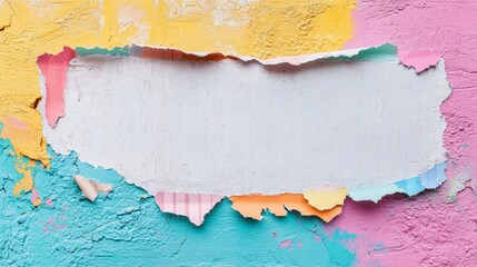 Tear off paper on paint wall. Mock up template. Street paper ad or announcement with tear-off stripes with phone number. Blank design. Copyspace mockup