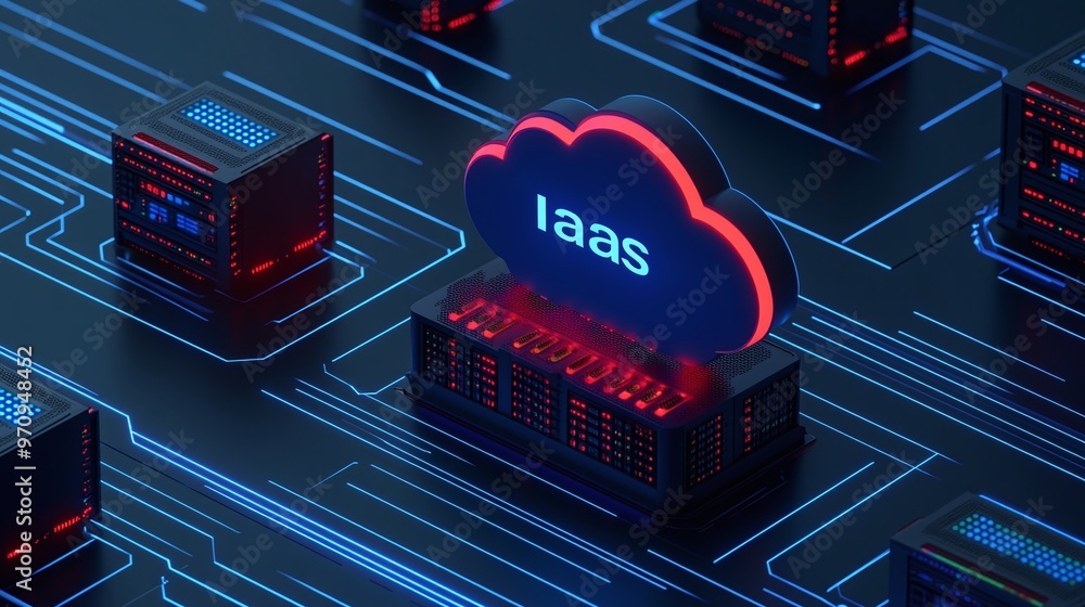 Poster creative representation of infrastructure as a service (iaas) in a digital cloud computing environme