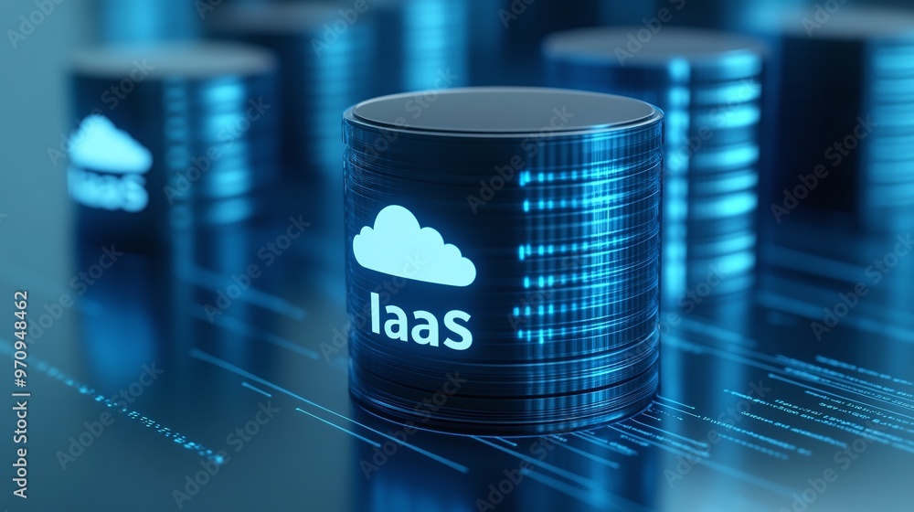 Poster conceptual representation of infrastructure as a service (iaas) with digital storage stacks in a mod