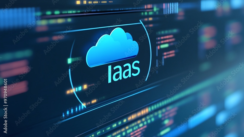 Aufkleber digital display showcasing iaas in cloud computing, representing modern technology and infrastructur