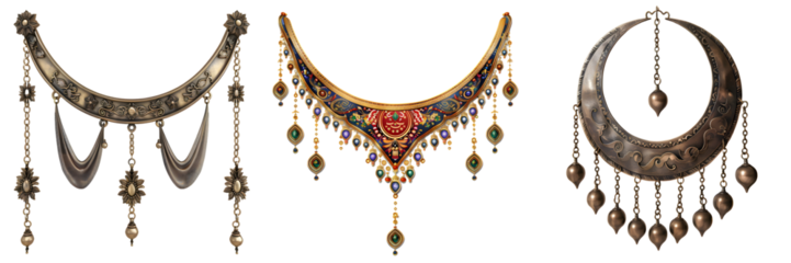 Handcrafted traditional mala with intricate woven designs and tassels in natural fibers, isolated on a white background