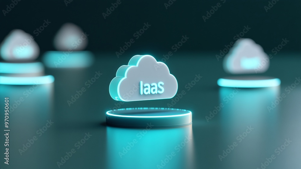 Poster modern cloud computing concept featuring an iaas design, highlighting technology and innovation in a