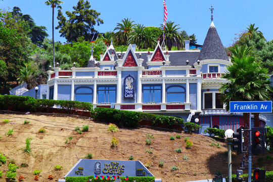 Hollywood, California &ndash; June 19, 2024: The Magic Castle Hotel and Club, chateauesque residence built in 1909, performance venue for the Academy of Magical Arts located at 7001 Franklin Avenue