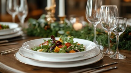 Elegant Table Setting with Salad