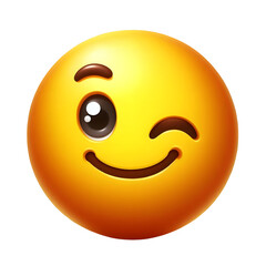 Fototapeta premium Winking face emoji isolated on transparent background.