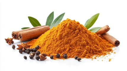 Curry powder clipart, element, 3D illustration, realistic, isolated on white background