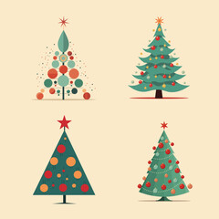 Pine tree. Merry Christmas and Happy New Year. Abstract vector background Merry Christmas in vintage style. Happy Holidays design for greeting card, badge, invitation, calendar etc. Vector