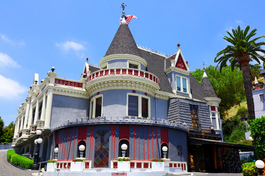 Hollywood, California &ndash; June 19, 2024: The Magic Castle Hotel and Club, chateauesque residence built in 1909, performance venue for the Academy of Magical Arts located at 7001 Franklin Avenue