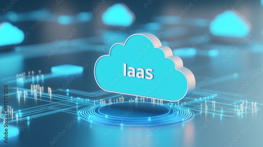 Poster visual representation of iaas concept, showcasing cloud technology and infrastructure services in a 