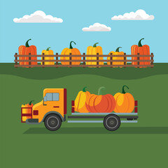 Fall Illustration Templates with Barn and Pumpkins
