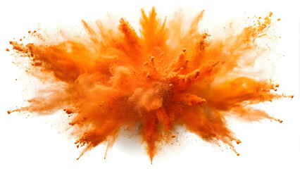 Dynamic orange powder explosion with intricate details, isolated on white.
Vibrant orange cloud of exploding powder, perfect for graphic design.
