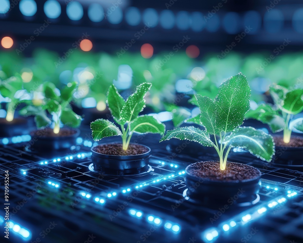 Aufkleber a high-tech farming operation using ai to reduce water and pesticide usage