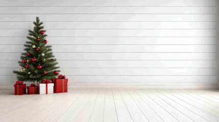 Festive Christmas Tree Backdrop with Heartwarming Gifts Scene