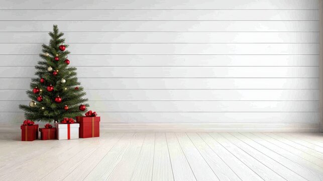 Festive Christmas Tree Backdrop with Heartwarming Gifts Scene