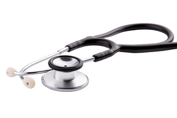 A close-up of a stethoscope, a vital tool for doctors and nurses in diagnosing and monitoring patients' health.