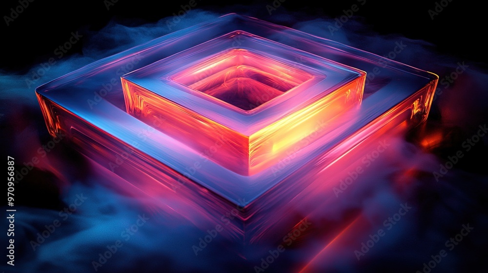 Aufkleber abstract 3d square shape futuristic object colourfull
