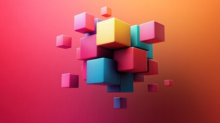 Abstract 3d square shape futuristic object colourfull