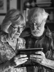 Elderly Couple Engaging with Technology
