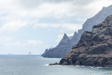 Natural cliffs in front of the sea in Tenerife. Concept: Nature, natural, landscapes, sea.