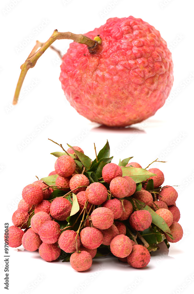 Wall mural litchi isolated on white background