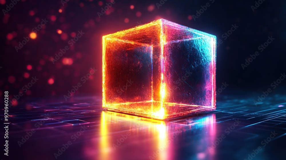 Aufkleber abstract 3d square shape futuristic object colourfull