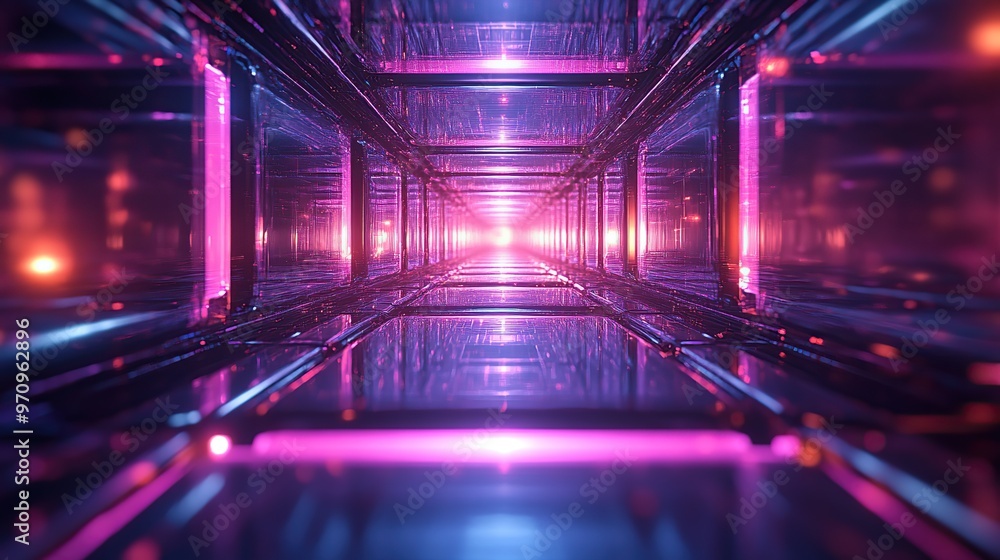 Aufkleber abstract 3d square shape futuristic object colourfull