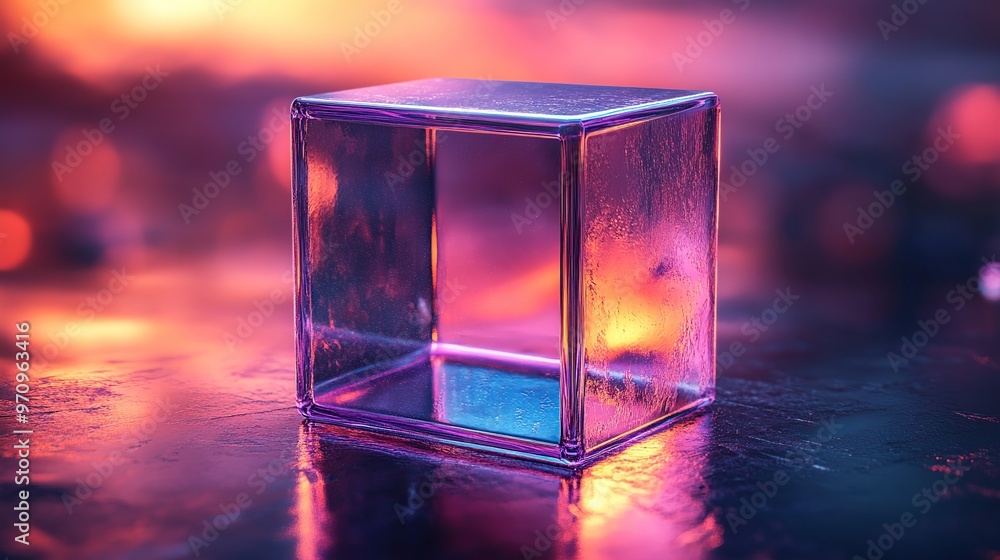 Aufkleber abstract 3d square shape futuristic object colourfull