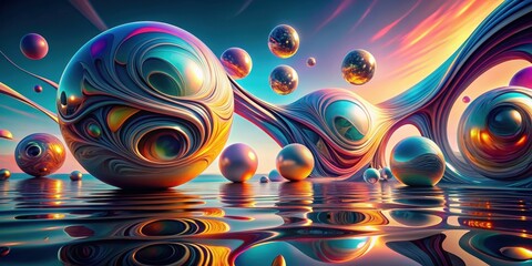 Abstract surreal with fluid geometric elements, surreal, abstract,geometric, fluid, artsy, creative, modern, design