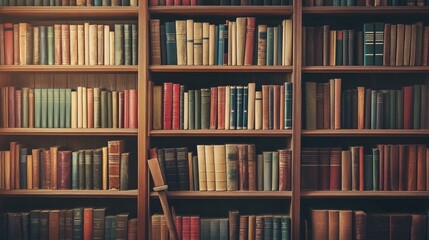 Vintage Bookshelf with Aged Books
