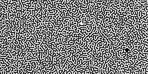 Turing reaction diffusion monochrome seamless pattern with chaotic motion .Linear design with biological shapes. Organic lines in memphis. abstract turing organic wallpaper background .	